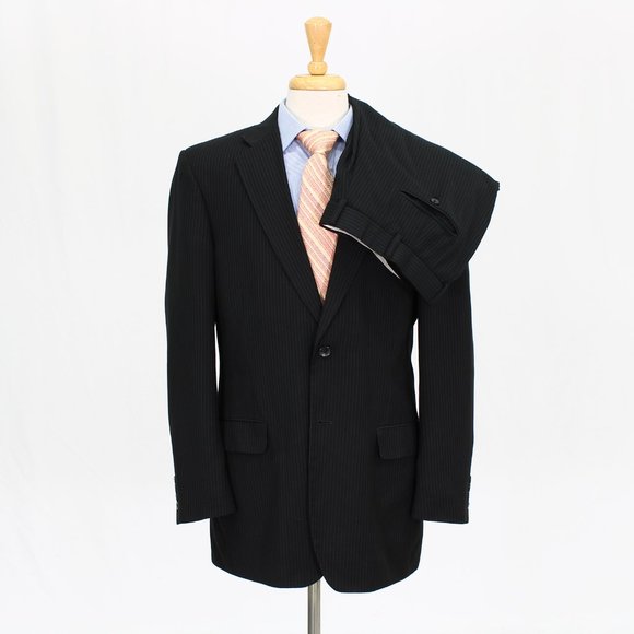 Statements 42L 36x31 Gray Striped 2-Button Suit R195 - Picture 1 of 15